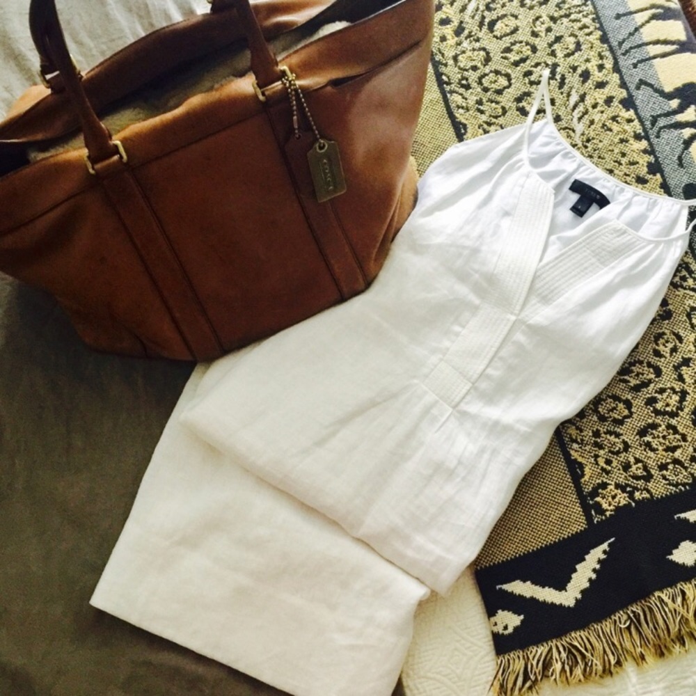 J Crew White Linen Dress Large